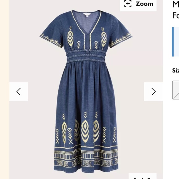 XXL Monsoon London Peacock feather dress blue NWT - Picture 5 of 16